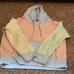 Colorblock Hoodie - Pastel Peach, Yellow, Green, and Blue